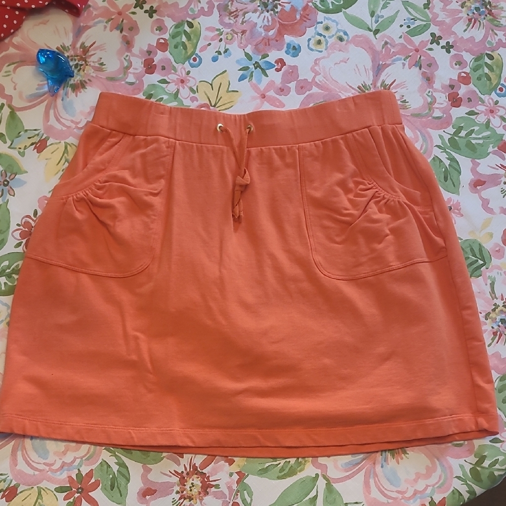 Susan Graver Coral Drawstring Pocket Skort